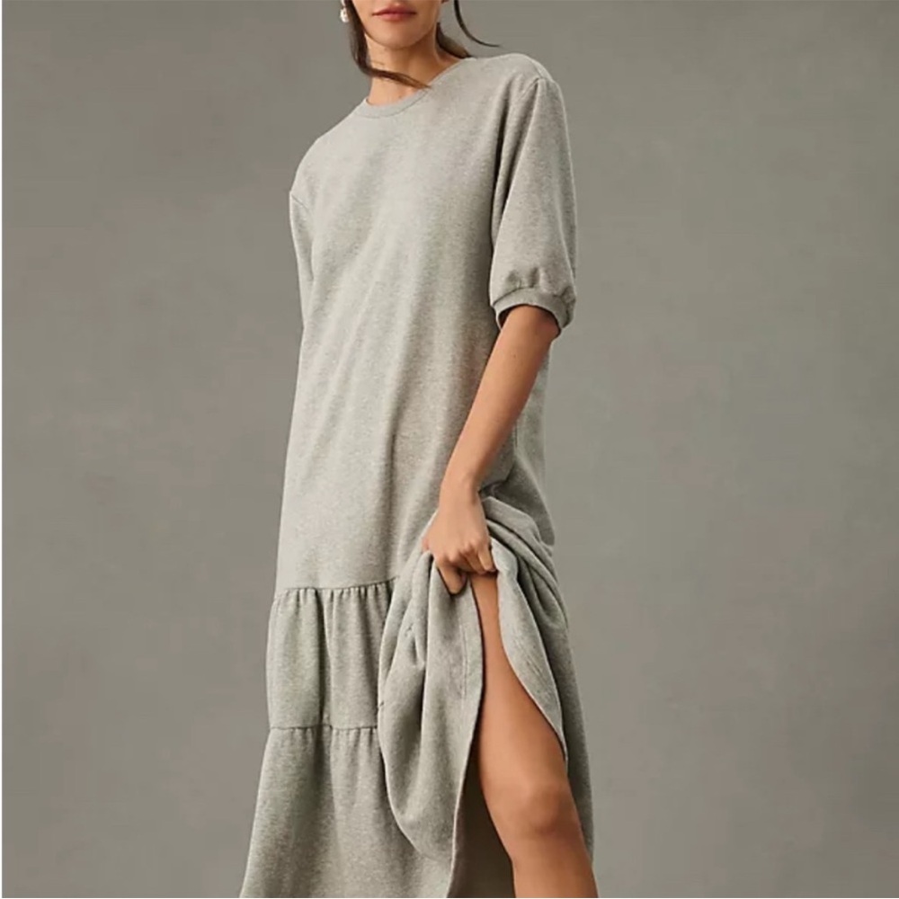 Relaxed Grey Midi Tiered Dress by